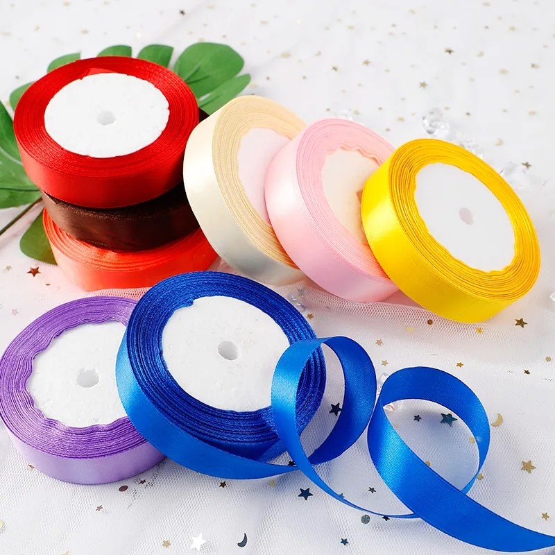 

pita satin 2.5cm 2,5 cm 1 inch 1 roll pita kain kerajinan hiasan pembungkus kado pita buket bunga