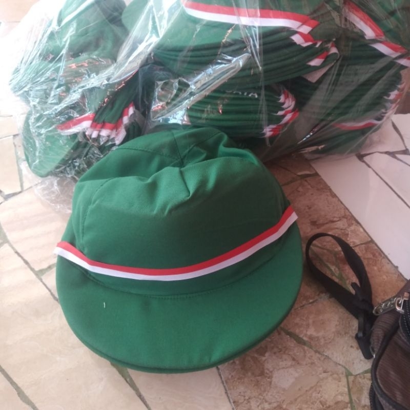 Topi hw muhammadiyah putri pita merah putih bijian
