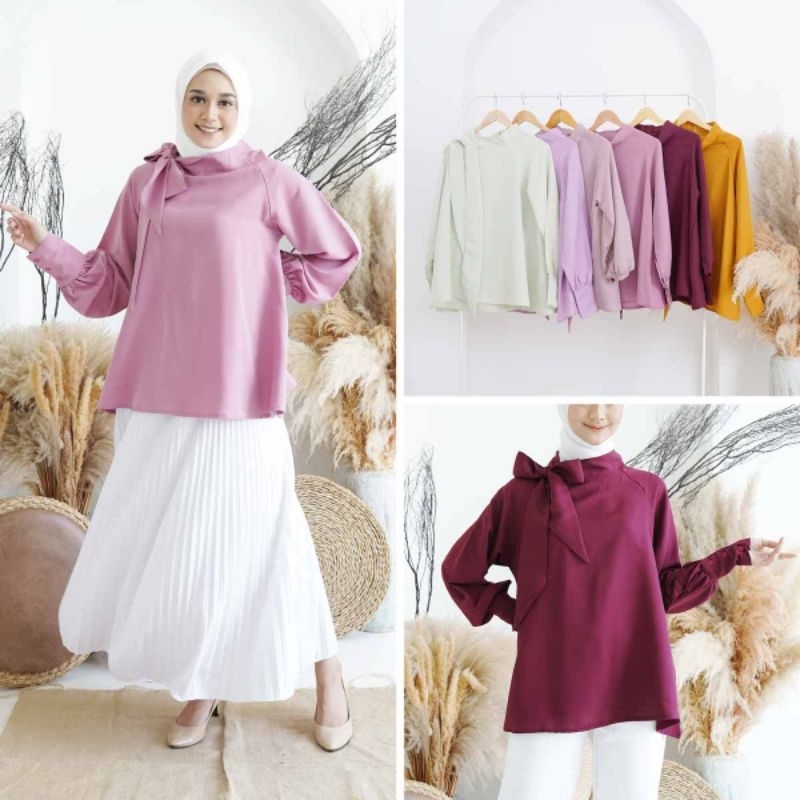Blouse pita lengan balon atasan fashion baju blouse balon jumbo wani
