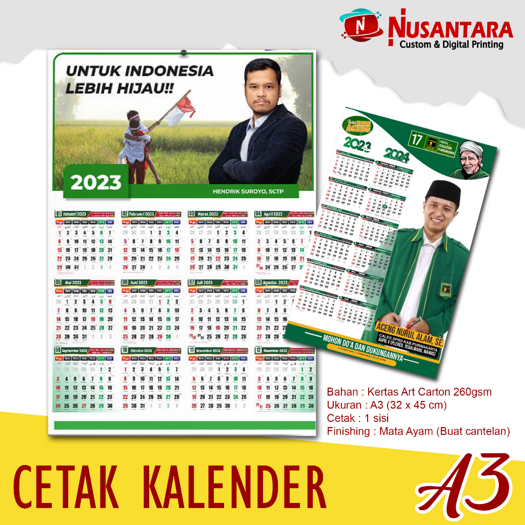 

KALENDER DINDING A3 ARTCARTON 260g UNTUK PROMOSI & KAMPANYE