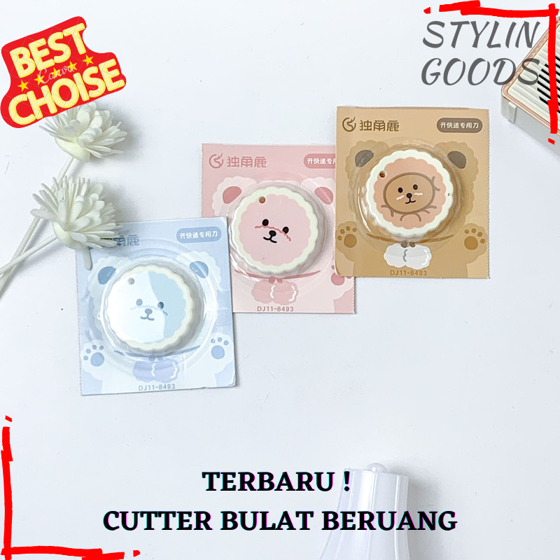 CUTTER MINI BULAT TEDDY BEAR PERLENGKAPAN KANTOR PERLENGKAPAN SEKOLAH ALAT TULIS MURAH BISA GROSIRAN