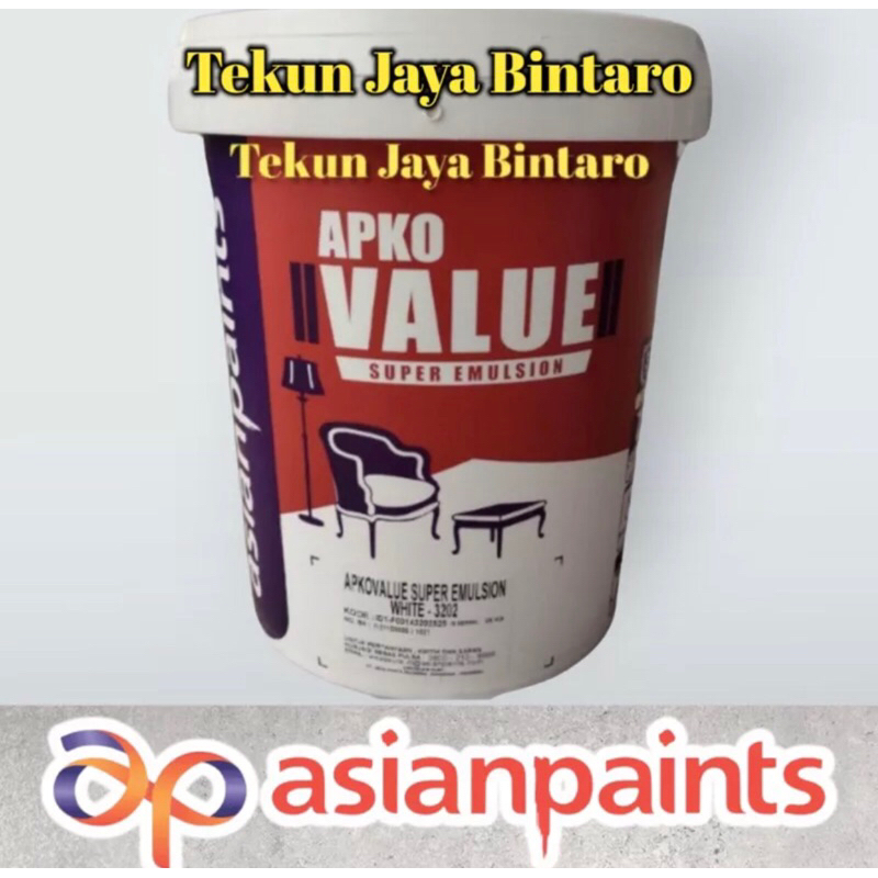 CAT TEMBOK PLAFOND INTERIOR APKO VALUE SUPER EMULSION DARI ASIAN PAINTS 25 KG