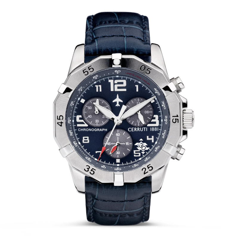 Cerruti 1881 CIWGC2224401 Manciano Silver Blue Leather