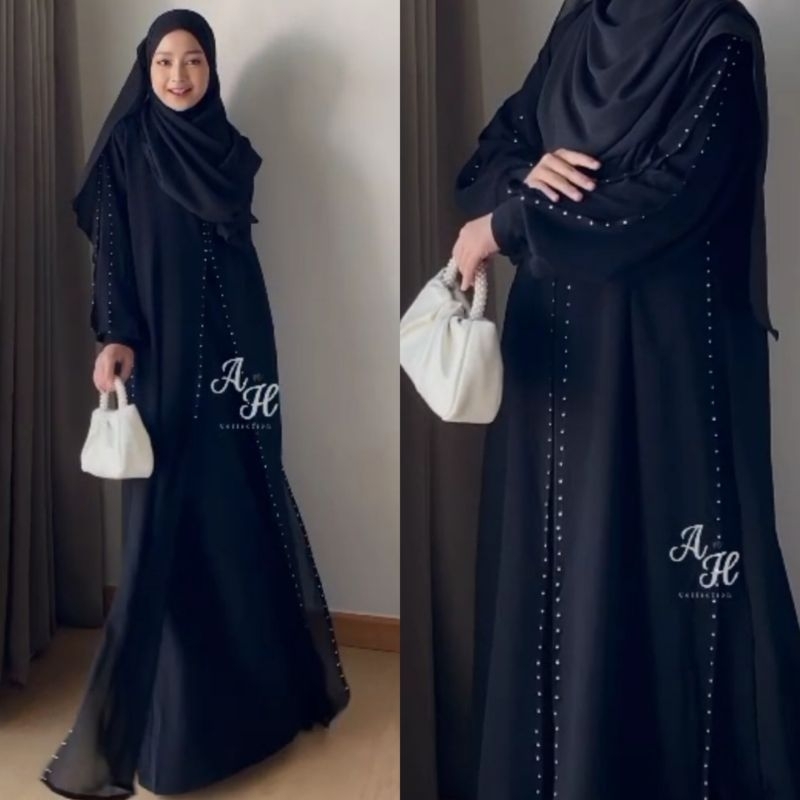 AnH Collection - Abaya Bordir Maxy Gamis syar'i Turkey Hitam Dubai Abaya RATIH 188