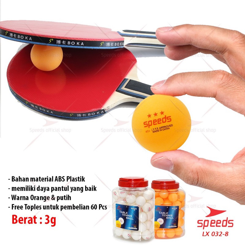 SPEEDS Bola Pingpong Tenis Meja Ball 3 Stars Speeds Original isi 60pcs