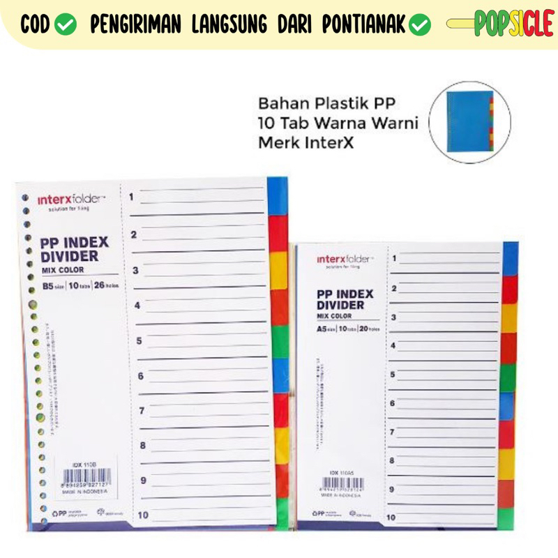 

Pembatas Flashee Binder B5 26 Ring A5 20 Ring Divider InterX Rainbow Warna Warni B5 26 Ring A5 20 Ring Isi 10