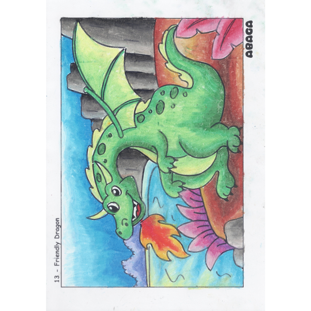 

Lembar Mewarnai Anak Teknik Pastel / Friendly Dragon / Smart Coloring Page