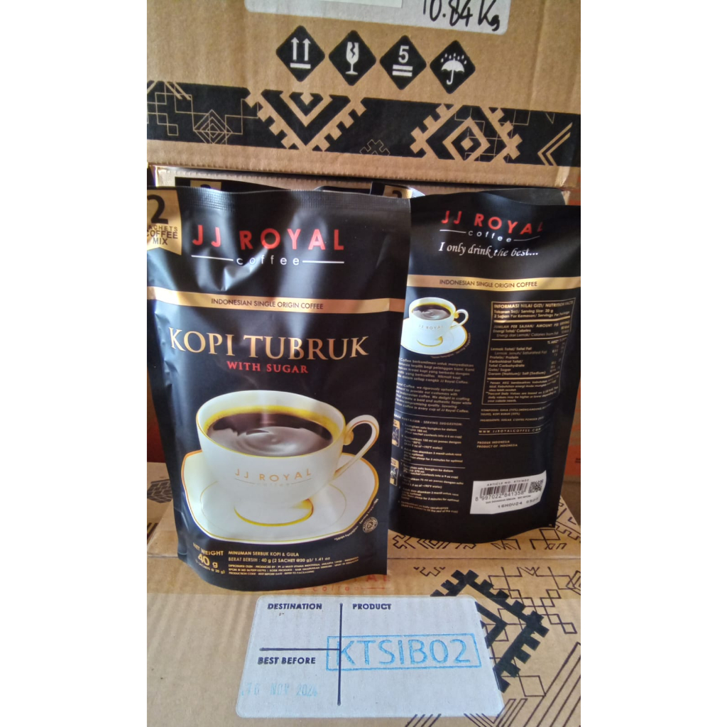 

Kopi Tubruk JJ Royal with Sugar 20gr isi 2 sachet per pouch
