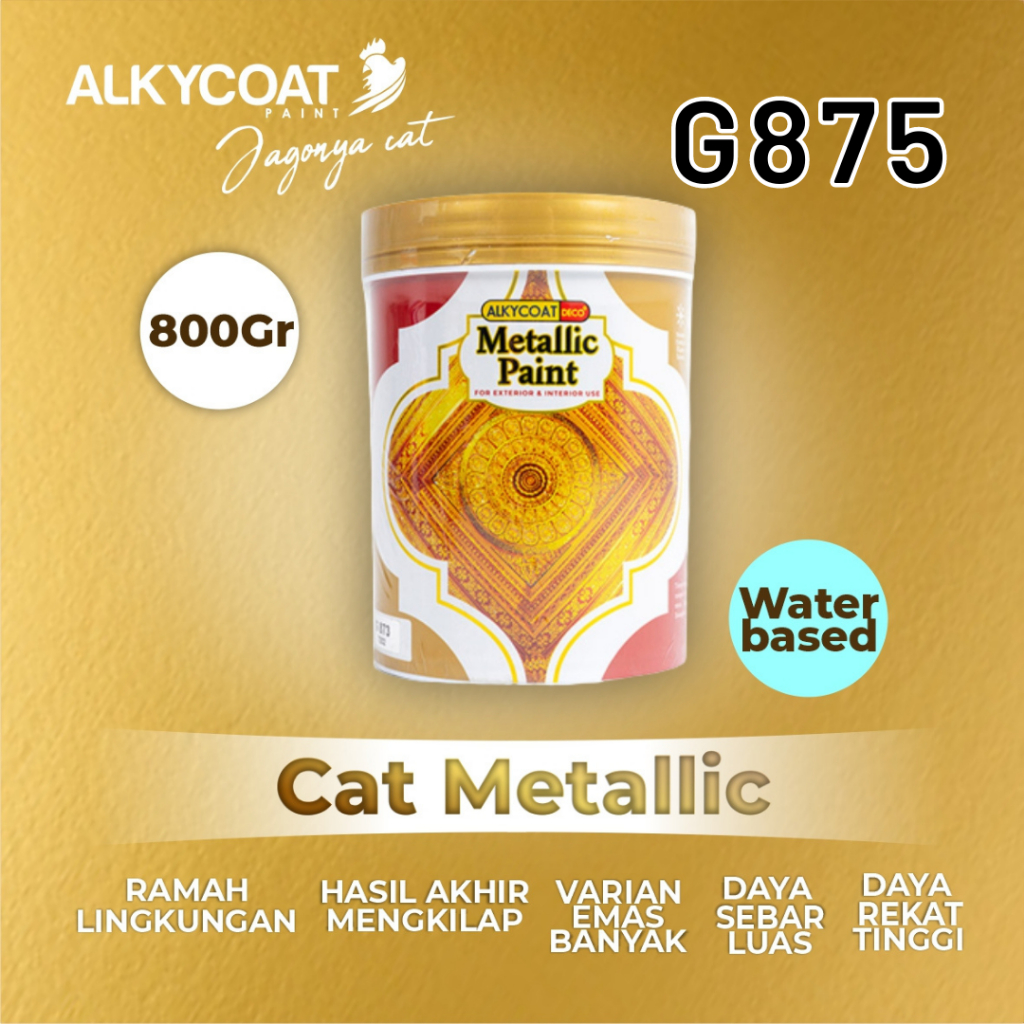 

CAT METALLIC PAINT WATERBASED / Cat Dekoratif/ Cat Gypsum / Cat Pagar / Cat Besi 800 gr - G875