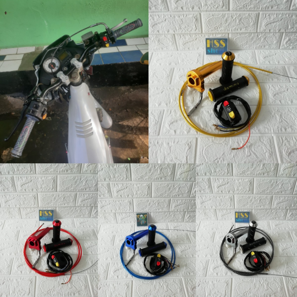 Gas Spontan 1 Kabel + Handgrip Jalu + Saklar = Scorpio, F1ZR. Satria FU, Byson 150, Vixion Old, Rx -