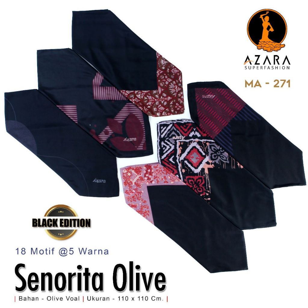 AZARA SENORITA MOTIF DASAR HITAM (BLACK EDITION)