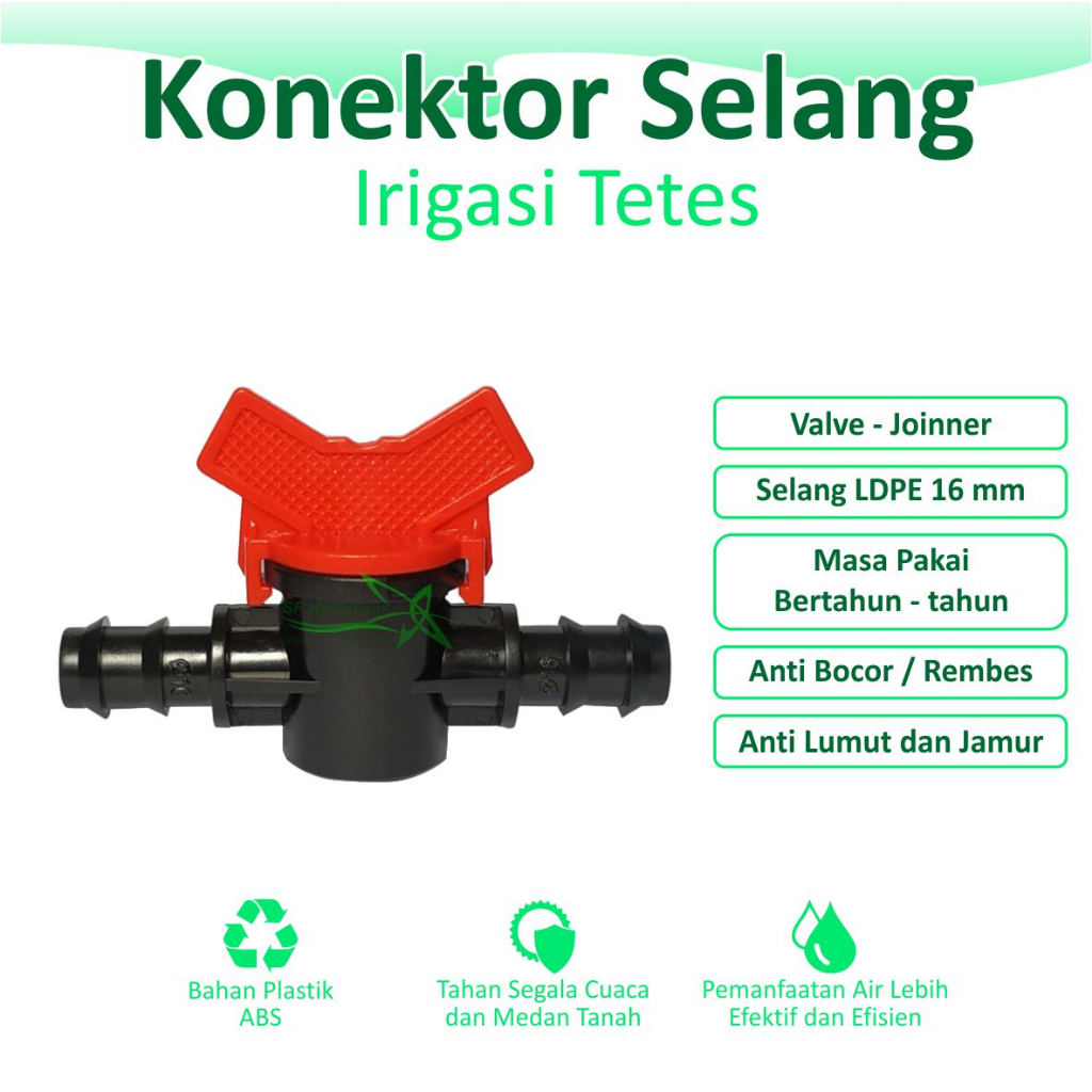 Konektor Valve Joinner Selang LDPE 16mm