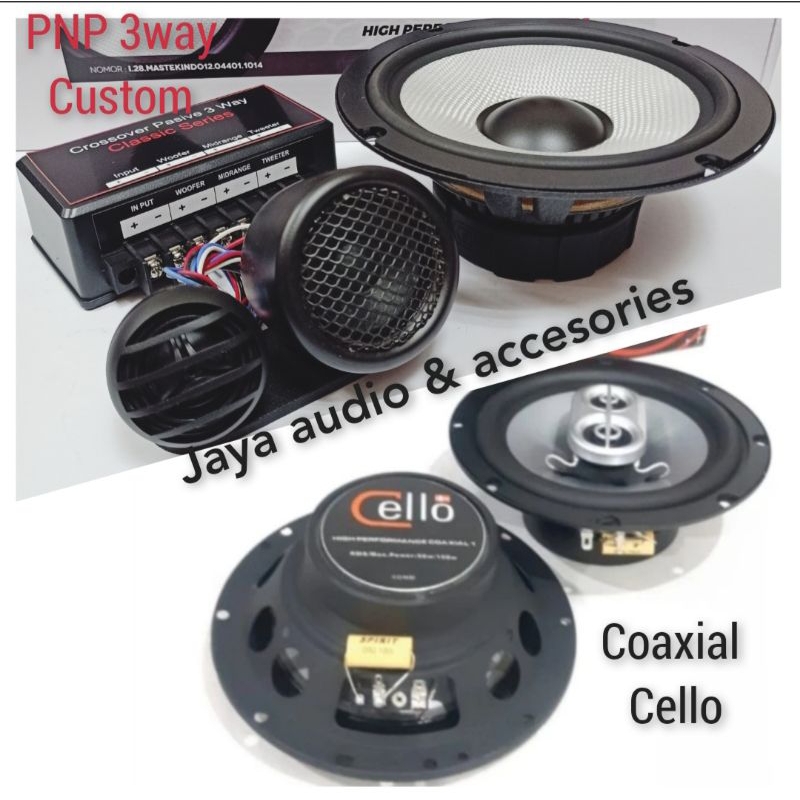 Speaker Depan 3way Cello Custom+Belakang 2way Coaxial Cello