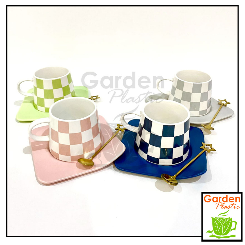CUP & SAUCER KERAMIK 260ML MOTIF - MUG CANGKIR LEPEK ROYAL ALFRED
