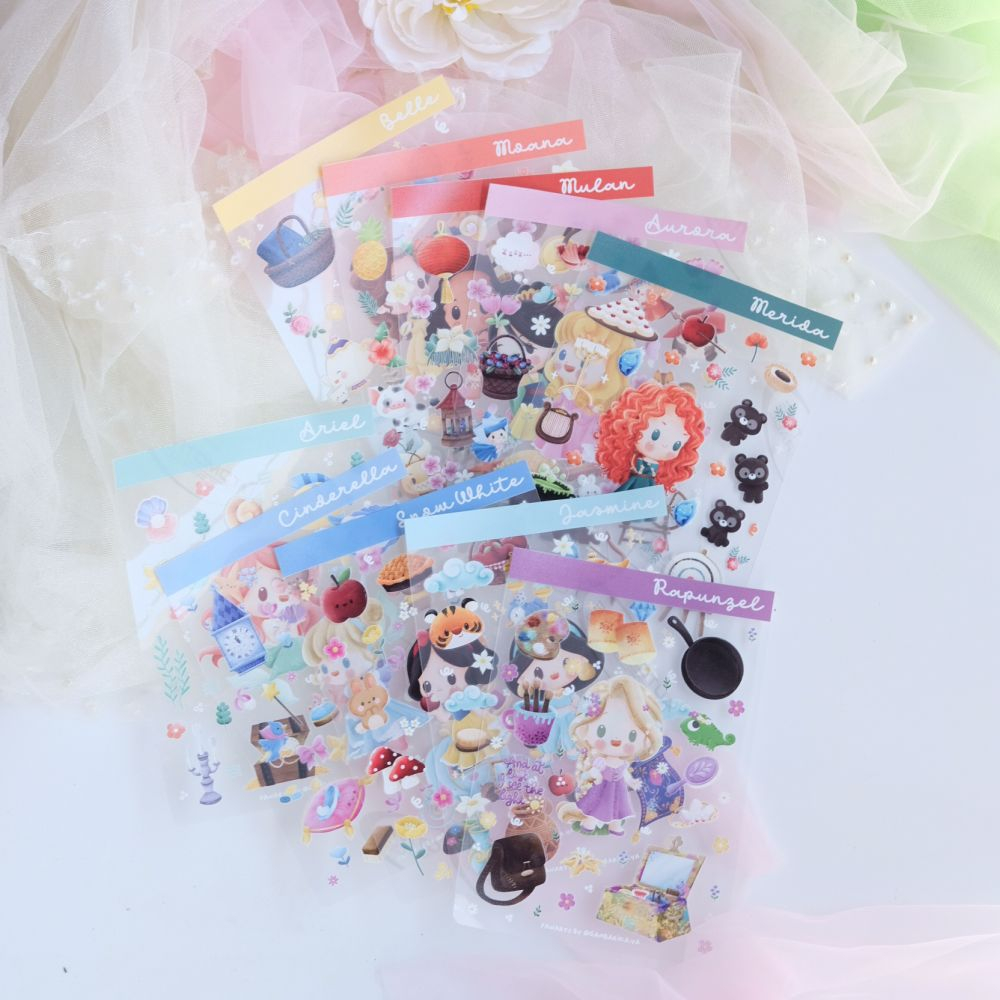 

GAMBARIKA Princess Transparent Sticker Sheet / Stiker Kiss Cut