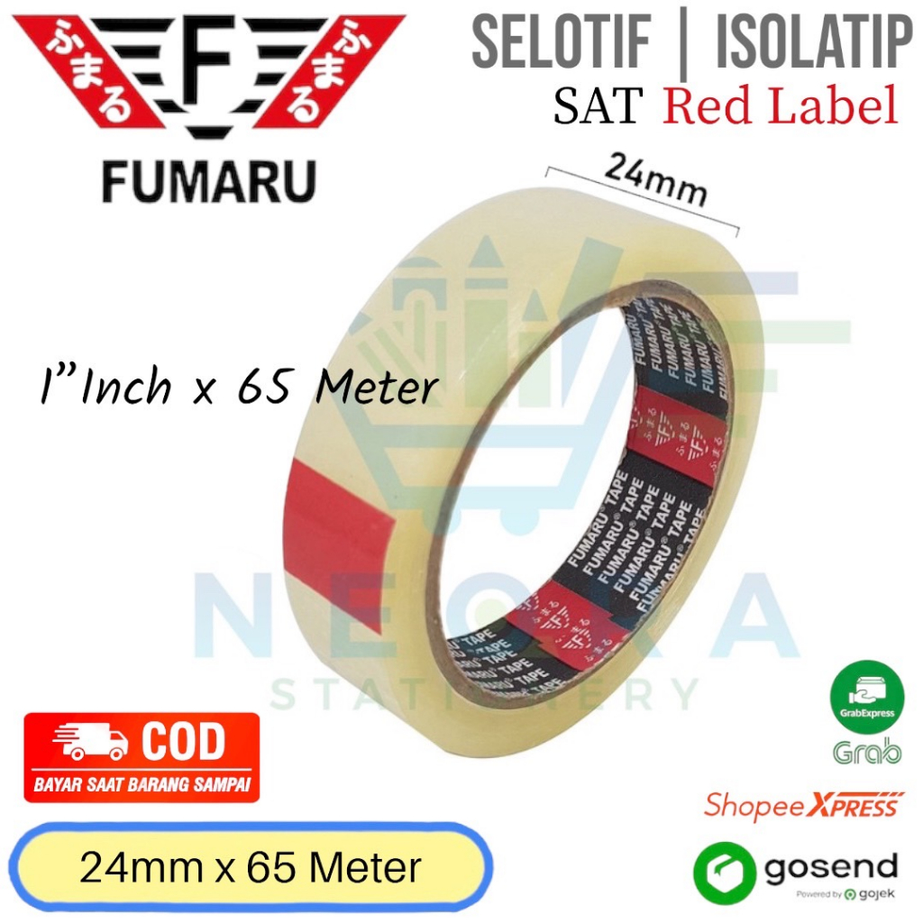 

Selotip 1 Inch/Isolatip Bening Fumaru SAT 24mmx65 M (Red Label)