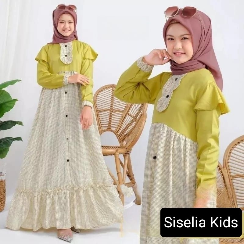 (NEW) SISELIA - BAJU GAMIS BAHAN MANGGO KATUN ADEM DRESS ANAK REMAJA PEREMPUAN WANITA MUSLIM TERBARU