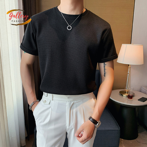 Kaos Tshirt Pria Waffle Lengan Pendek Polos