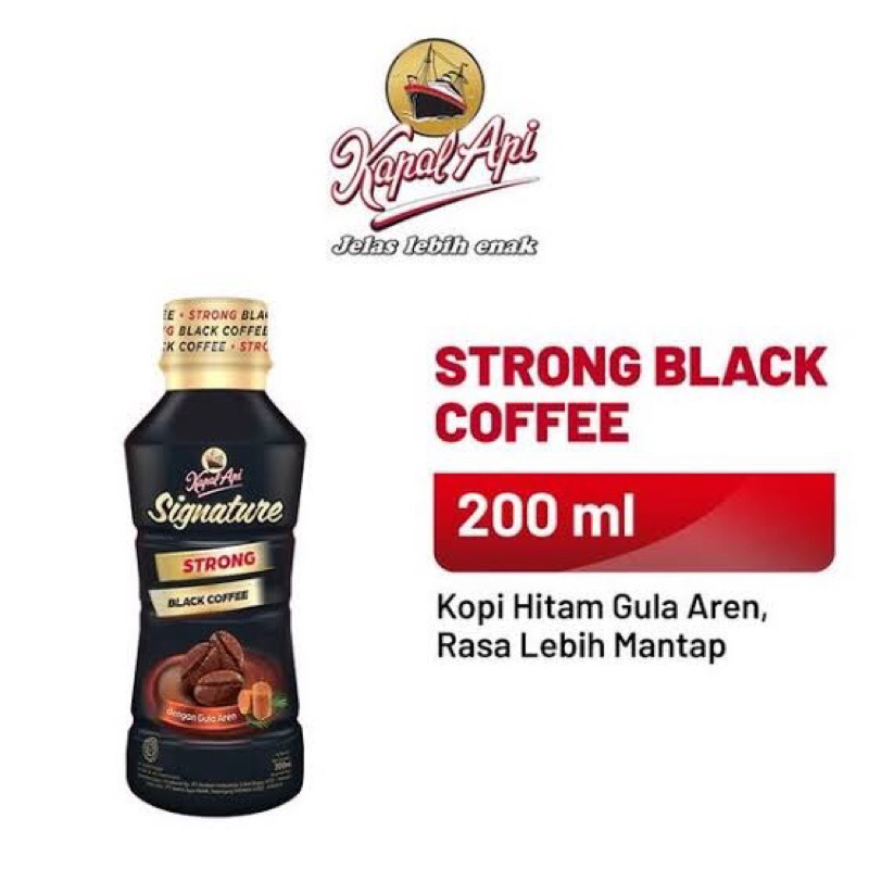 

(KHUSUS GOJEK GRAB) Kopi Kapal Api Signature 1 Dus isi 12 Botol @200ml Strong Black Coffee Botol Siap Minum