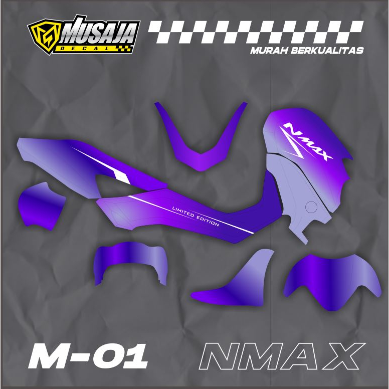 Decal stiker NMAX NEW warna bunglon gradasi biru ungu full body - stiker dekal motor NMAX warna gradasi bunglon biru ungu full body