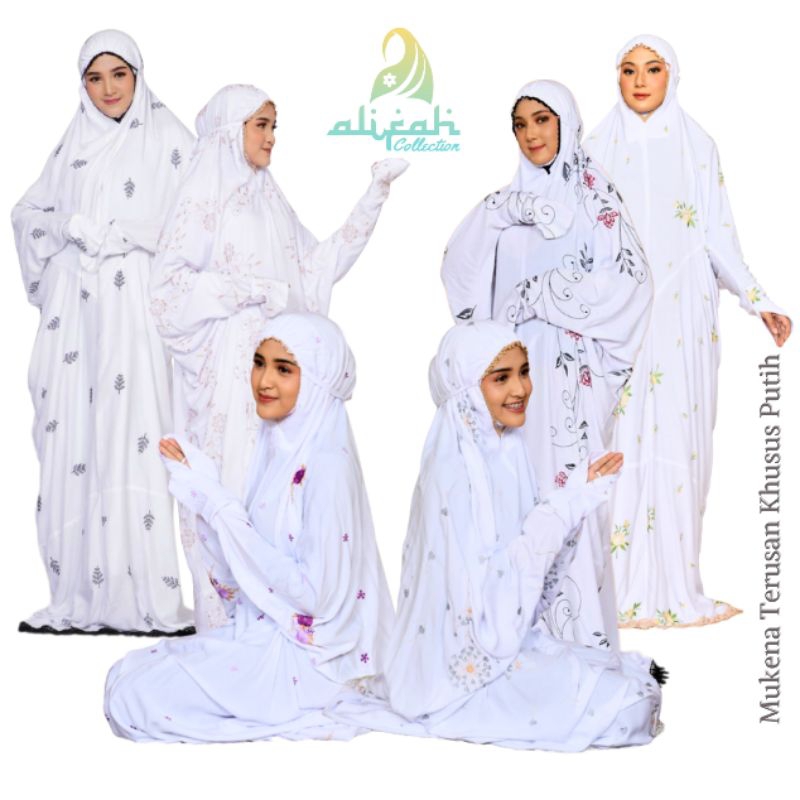 Mukena Terusan Putih Rayon Premium Bordir Adem + Tas