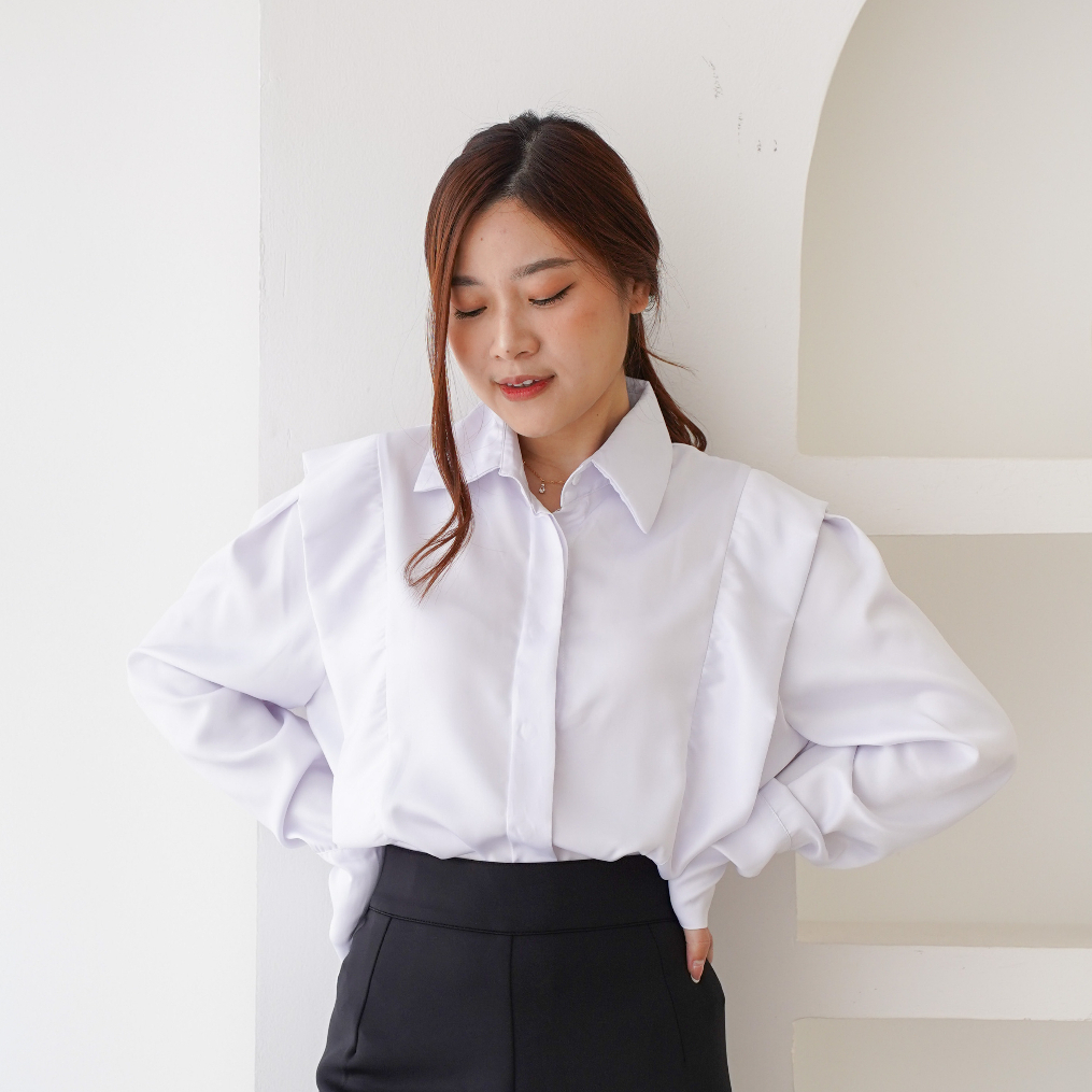 Severli [PREMIUM] Elsa Satin Shirt Lengan Panjang | Kemeja Wanita Satin Korea | Kemeja Wanita Lengan