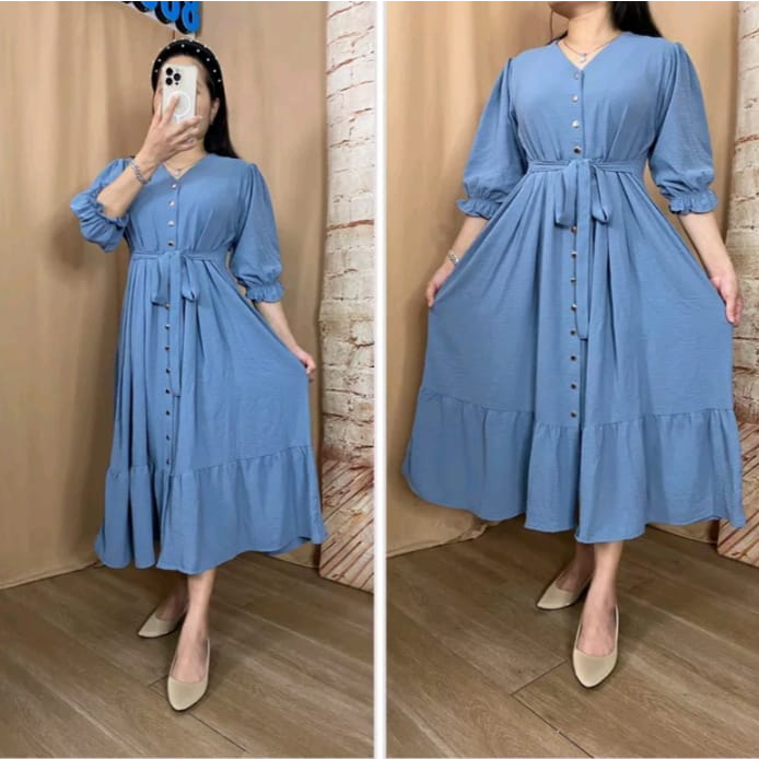 TURUN HARGAFELIN midi dress Crinkle airflow premium import Jumbo