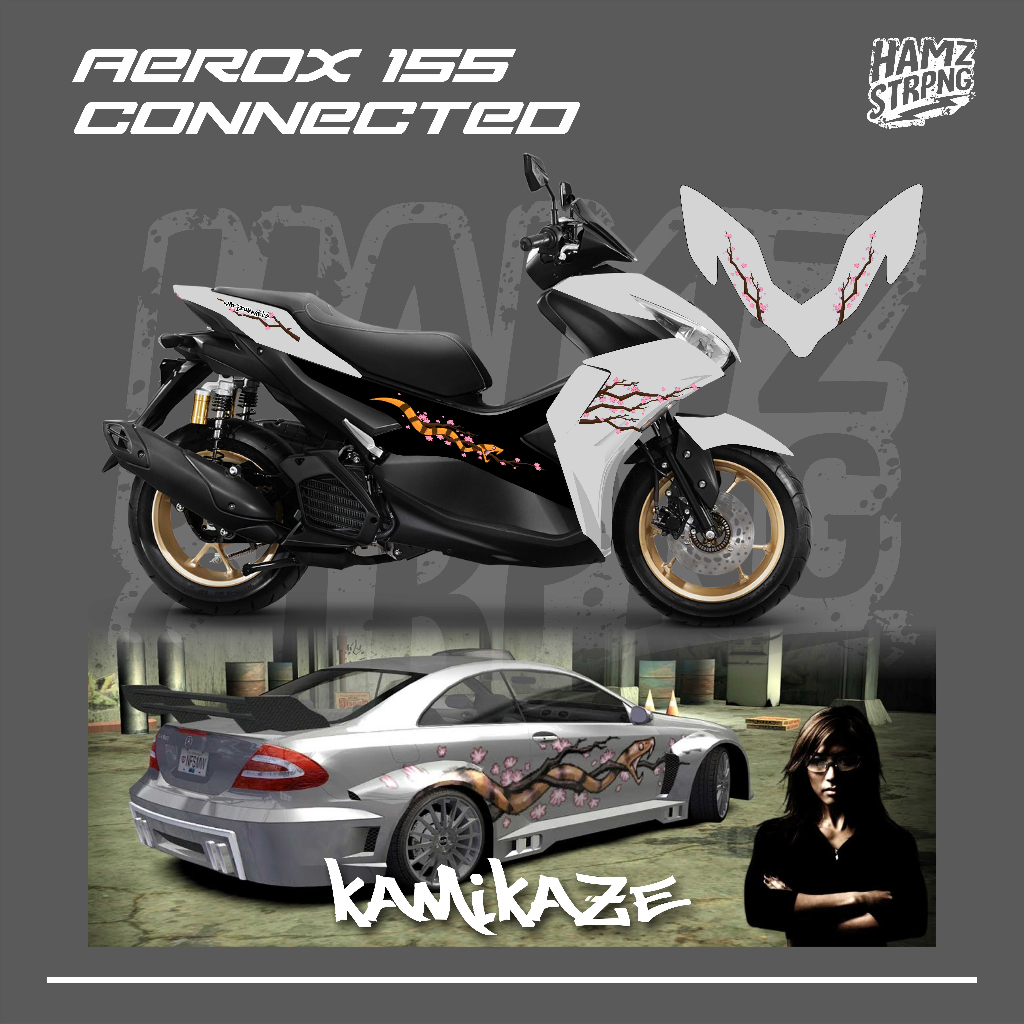 Striping Transparan Aerox New Connected Kamikaze Mostwanted Livery Ular
