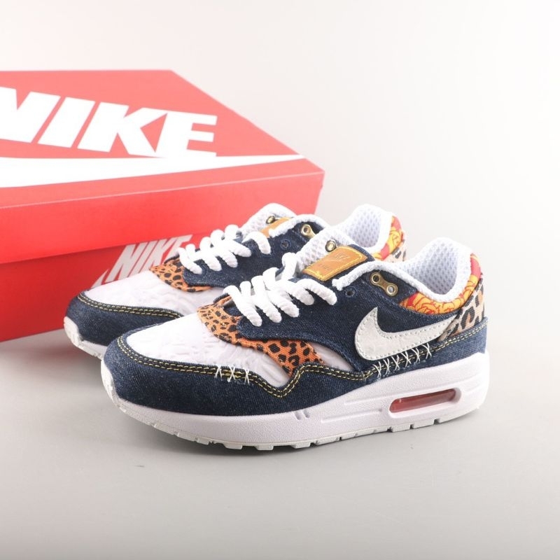 Nike Air Max 1 Premium Denim Leopard (FJ4452-432) Biru/Emas/Merah/Putih