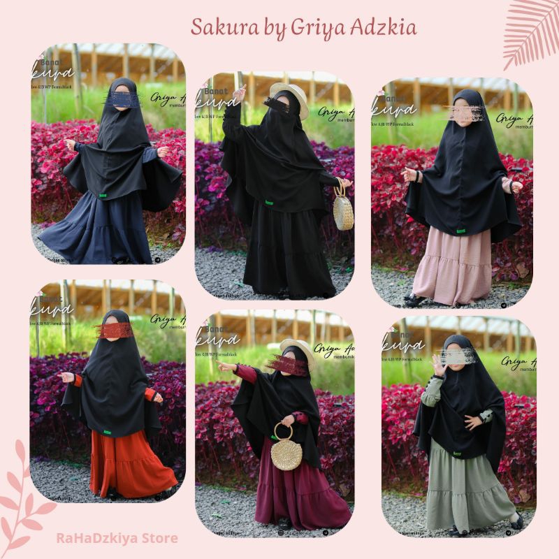 Setelan gamis anak bahan Cotton crinkle airflow adem nyaman cantik ready stok Banat Sakura by Griya 
