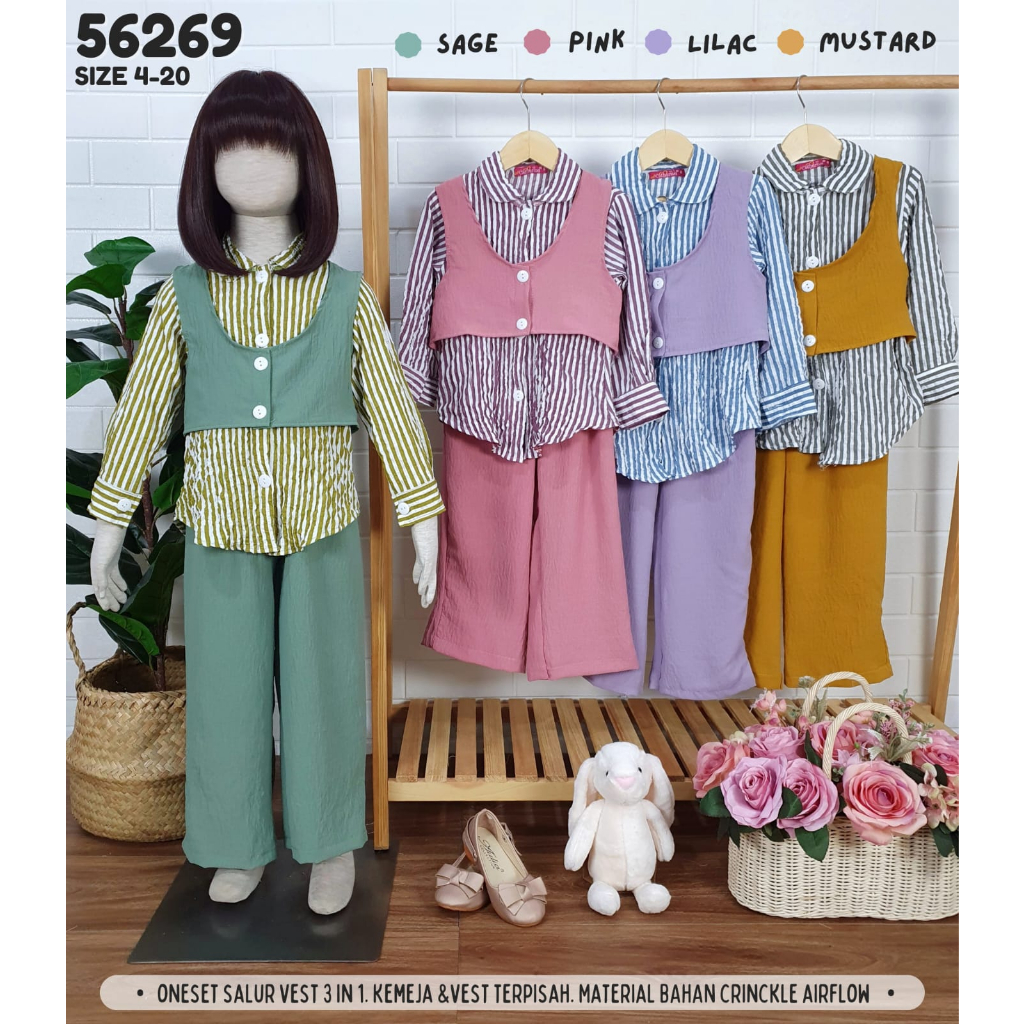 GROSIR 3set Setelan 3in1 CATHERINE KIDS 468 (4-6th)