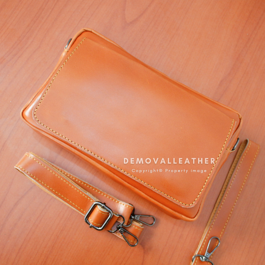 HANDBAG PRIA KULIT SAPI ASLI FULL GRAIN LEATHER BRANDED ORIGINAL 100% CLUTCH KULIT ASLI PRIA DLS12 A