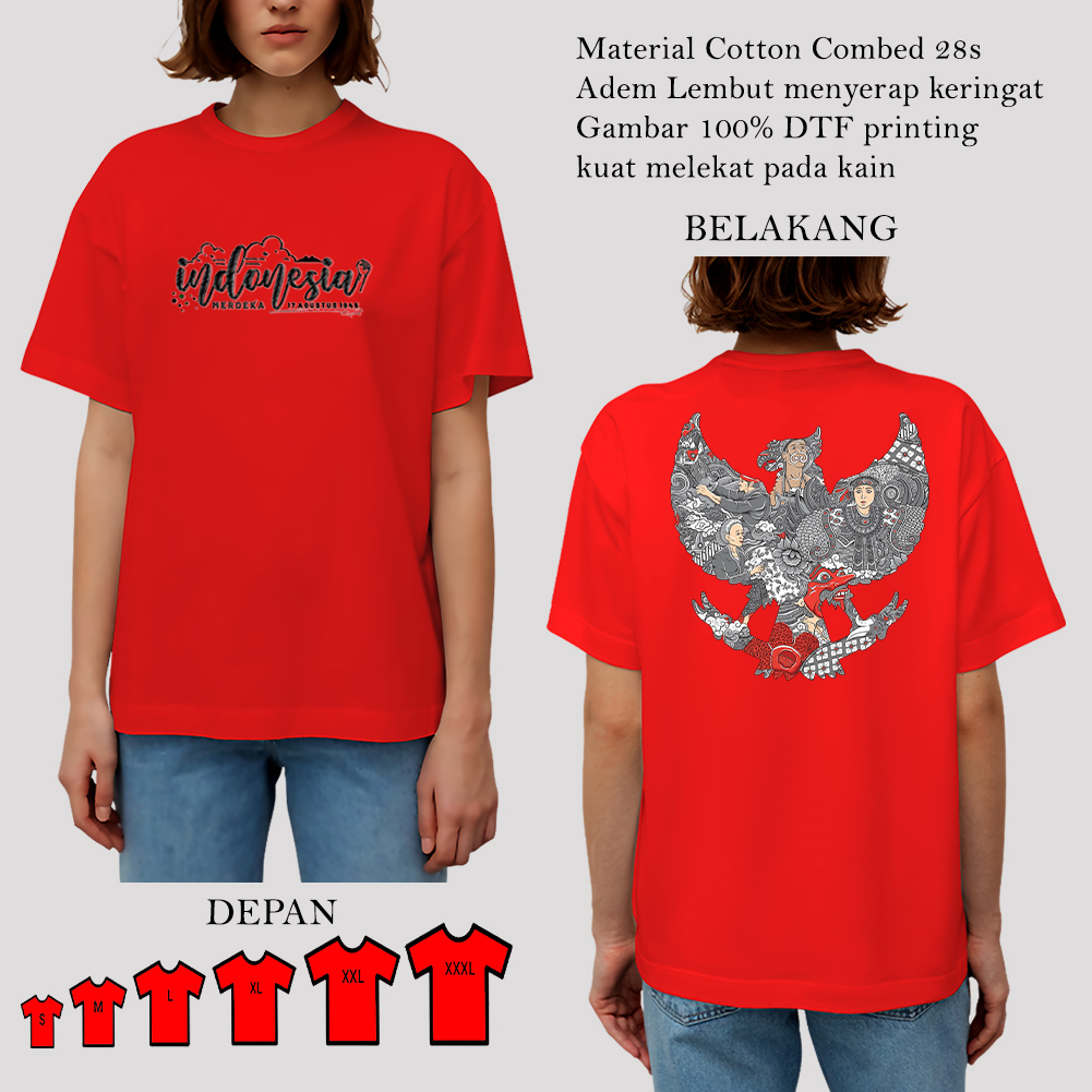 COD ID - Tshirt Motif Garuda indonesia merdeka 17 agustus 45 Burberr Berry / Kaos Katun Wanita / Baju Kaos Wanita Terbaru 2023 / Kaos Polos Wanita / Kaos Korean Style / Kaos Cewe Jumbo Lengan Pendek Crew Neck