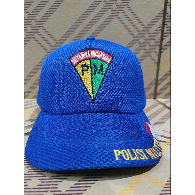 Topi jaring Polisi Militer Biru | Topi jala Logo  | Topi jaring pria | topi pria dewasa
