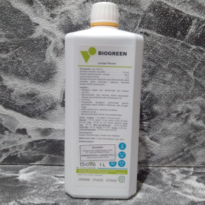 BIOGREEN SHS 1 LITER Suplement Hewan Unggas/Merpati/Sapi/Anjing/Babi
