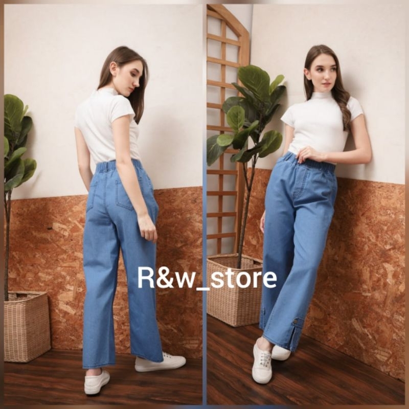 CELANA WANITA KULOT JEANS HIGHWAIST KULOT JEANS BELAH BAWAH DEWASA