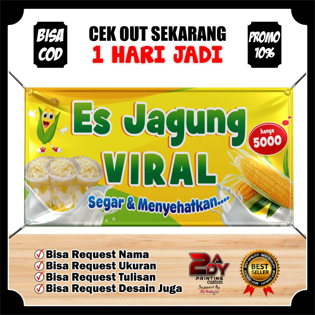 Terlaris - Spanduk Es Jagung Viral Kekinian Banner Jualan Es Jagung Hawai Viral Kekinian Viral Berku