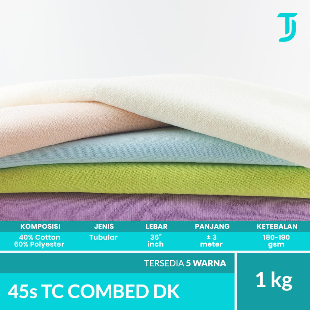 45s TC Tetoron Cotton Combed DK Double Knit | Kain Bahan Pakaian Bayi | 1 Kg | Koleksi Warna Pastel 