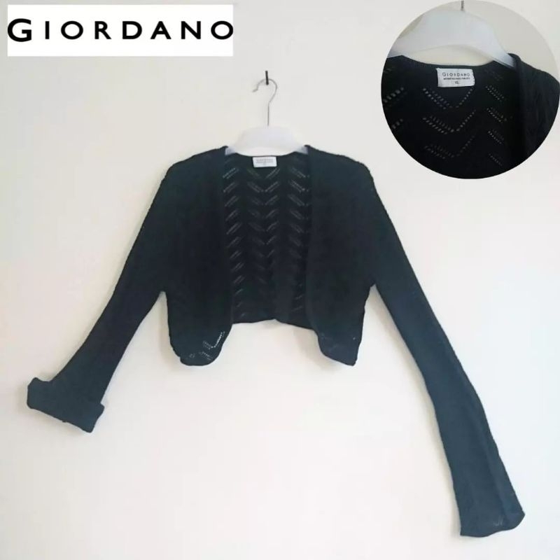 Cardigan outer crop free size bisa dewasa Size XL Giordano hitam pl