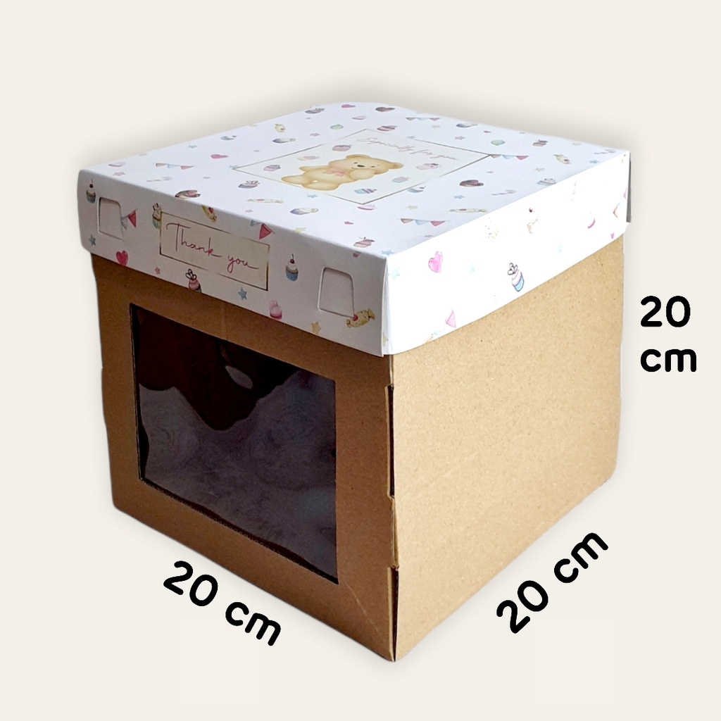 

Dus Cake Window Box Motif Bear / Beruang 20 x 20 x 20