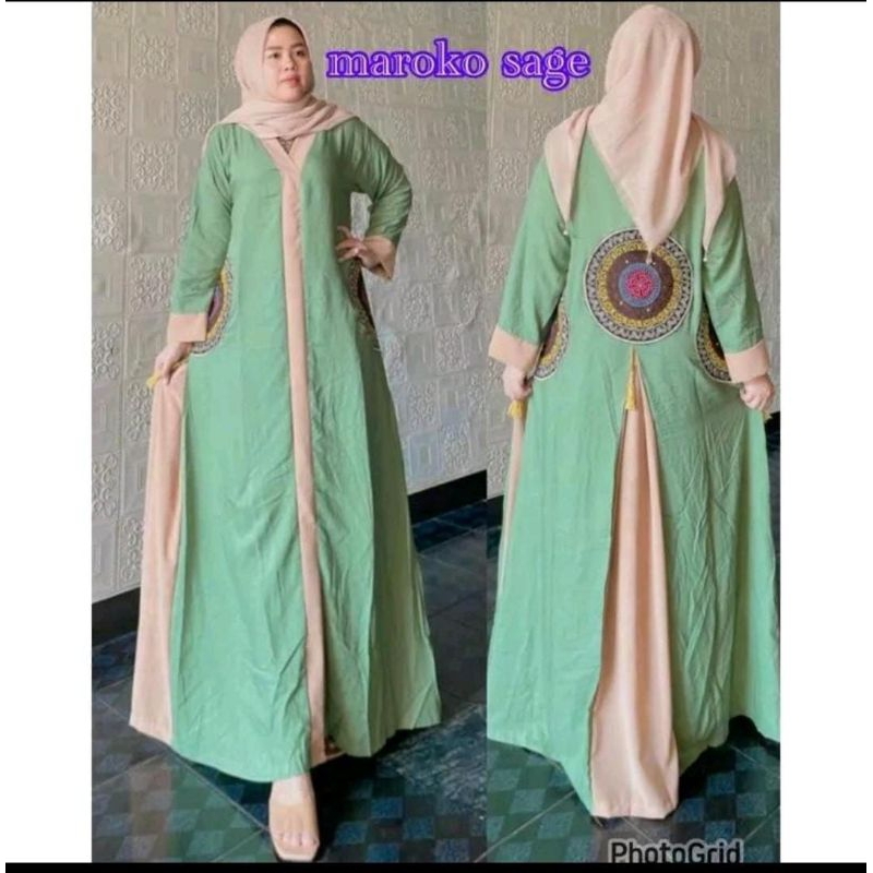 gamis abaya bordir maroko