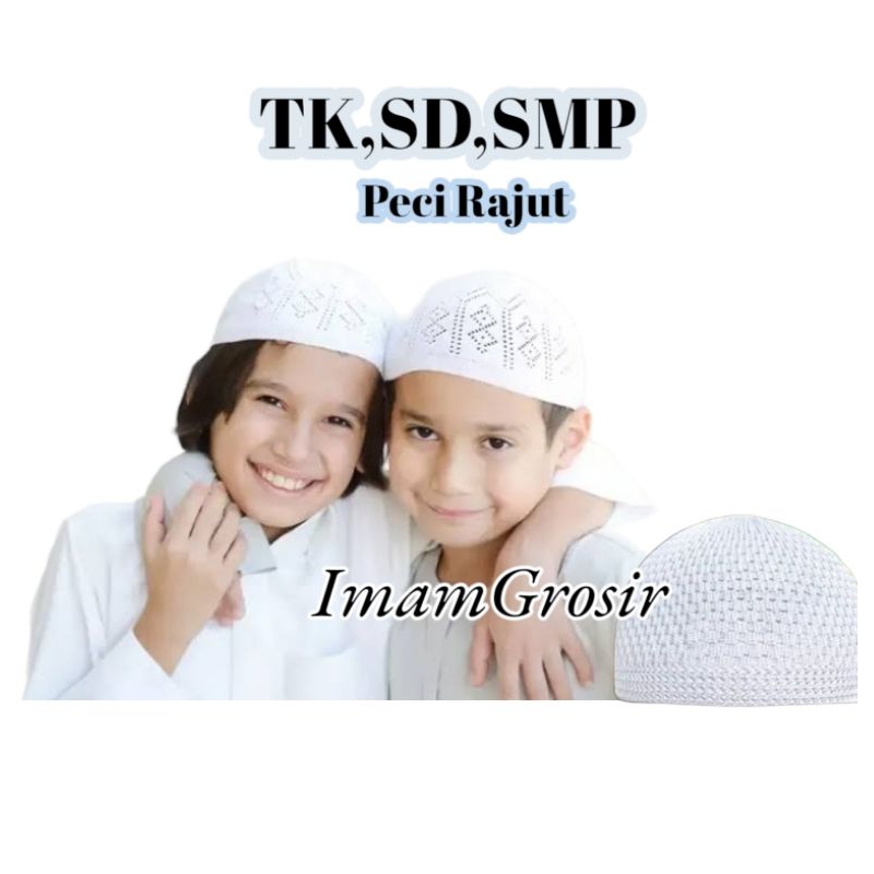 Peci Putih Rajut Anak,TK,SD,SMP