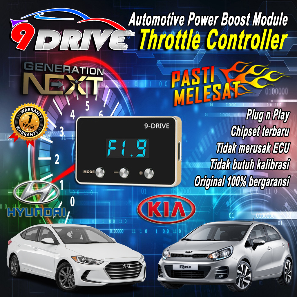 9 DRIVE KIA THROTTLE CONTROLLER PIGGYBACK HYUNDAI REMAP ECU MOBIL ACCENT (2016-2017) ELANTRA (2008 -