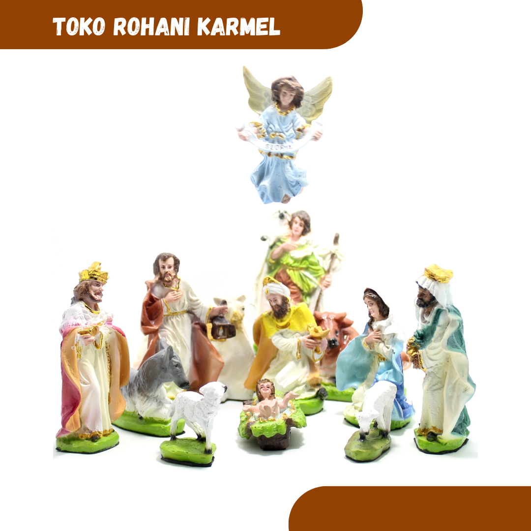 SET PATUNG NATAL 15 CM / HADIAH NATAL / NATIVITY SCANE / PATUNG TUHAN YESUS / PATUNG BUNDA MARIA /GE