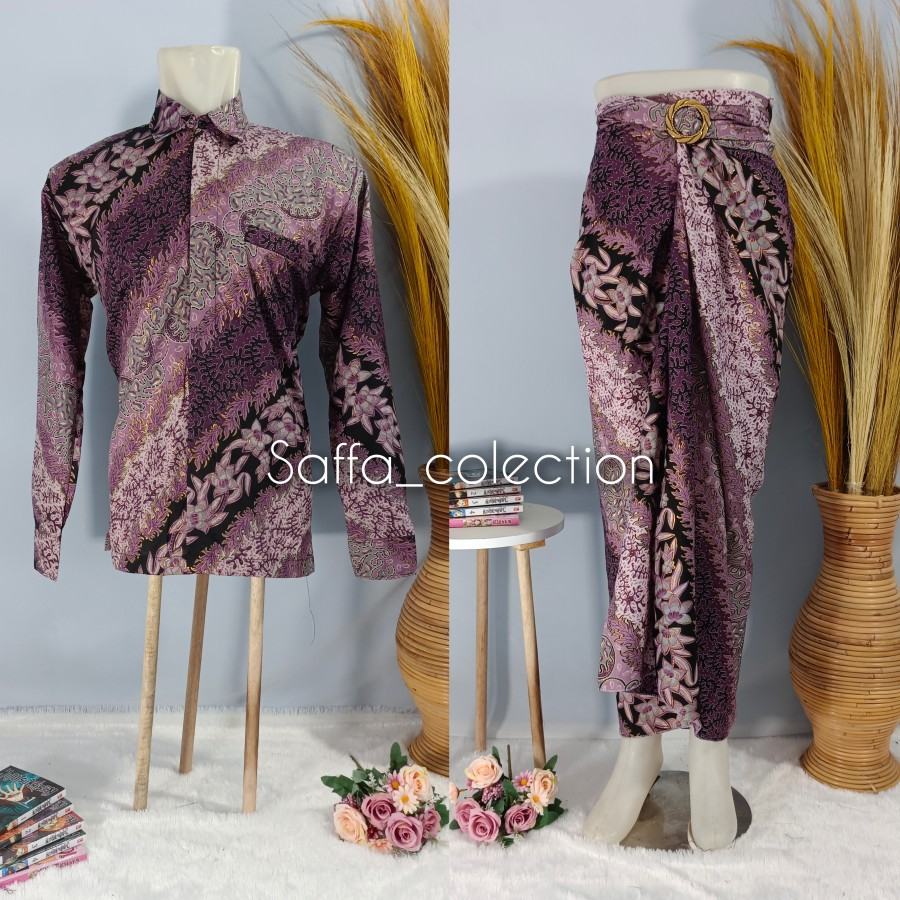 kemeja batik couple pasangan / kemeja batik couple rok lilit batik