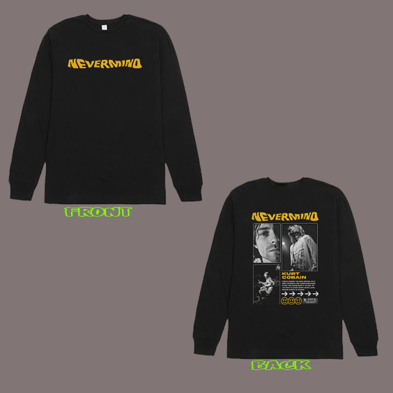 Nirvana Long sleeve Nevermind Slimfit T shirt Front Back