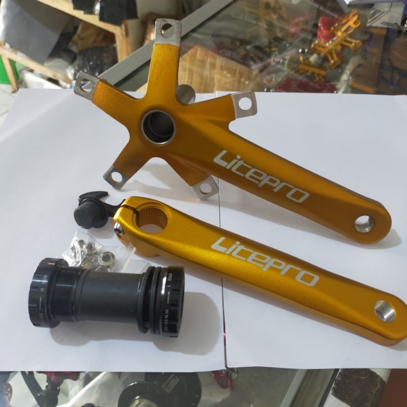 Arm Crank LITEPRO HT2 , Arm Crank Sepeda Lipat/Roadbike  Hollowtech 2 BCD 130 mm