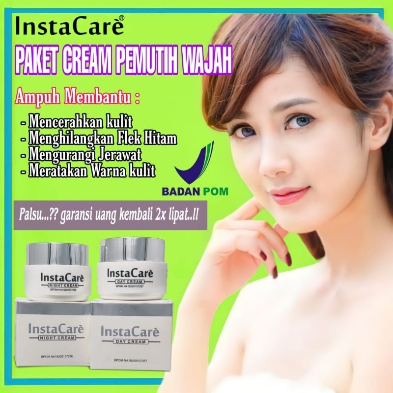 InstaCare Paket cream pemutih siang - malam pemutih_wajah glowing bpom ori krim penghilang flek hita