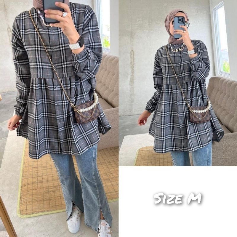 Ready Stock Outfix Adyra Flanel Tunik bisa COD