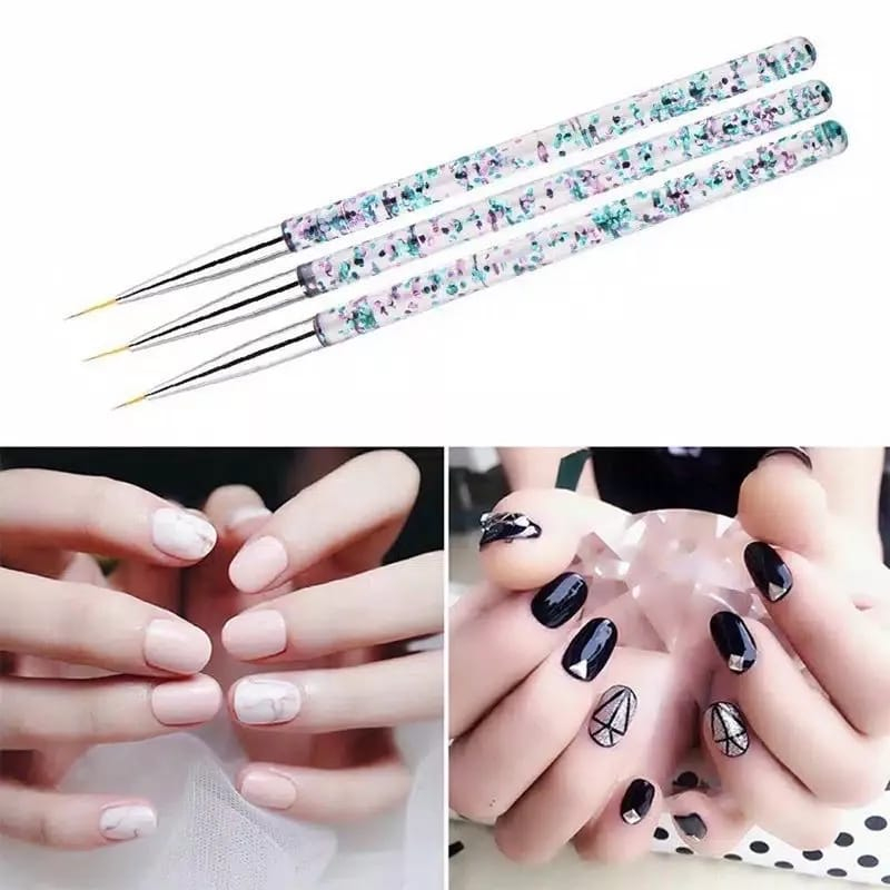 3pcs LINER BRUSH GLITER NEW KUAS NAIL ART POINTED LINER KUAS MENICURE